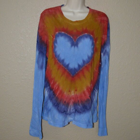 $248 Sz XS S M Raquel Allegra Heart Tie Dye Long Sleeve Oversized T-Shirt Top - Picture 1 of 6